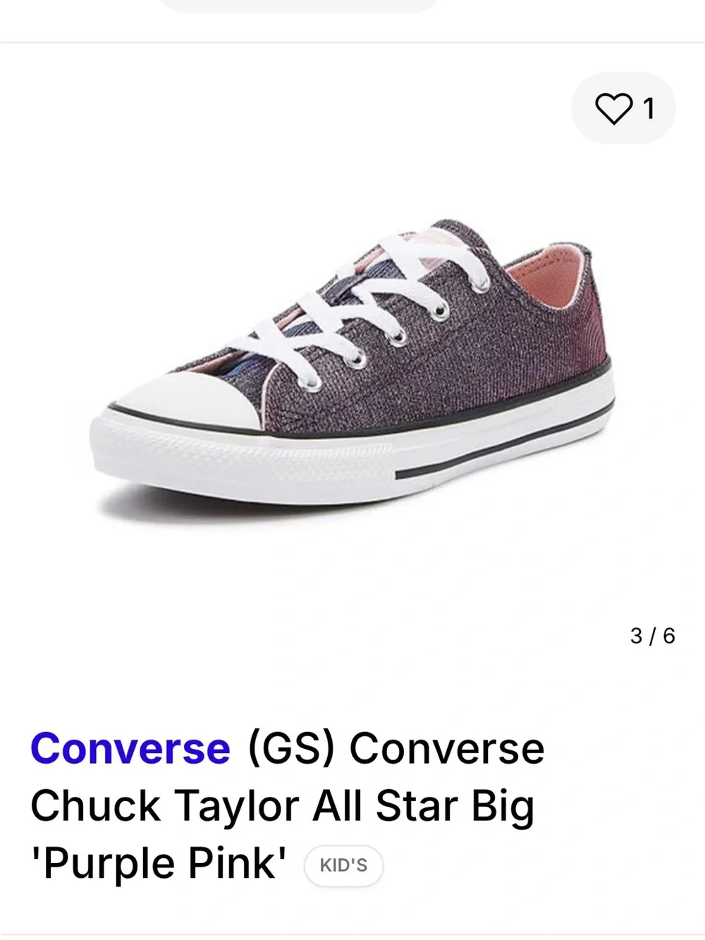 Converse Low-Top Canvas Sneakers in Metallic Purple, NWOT